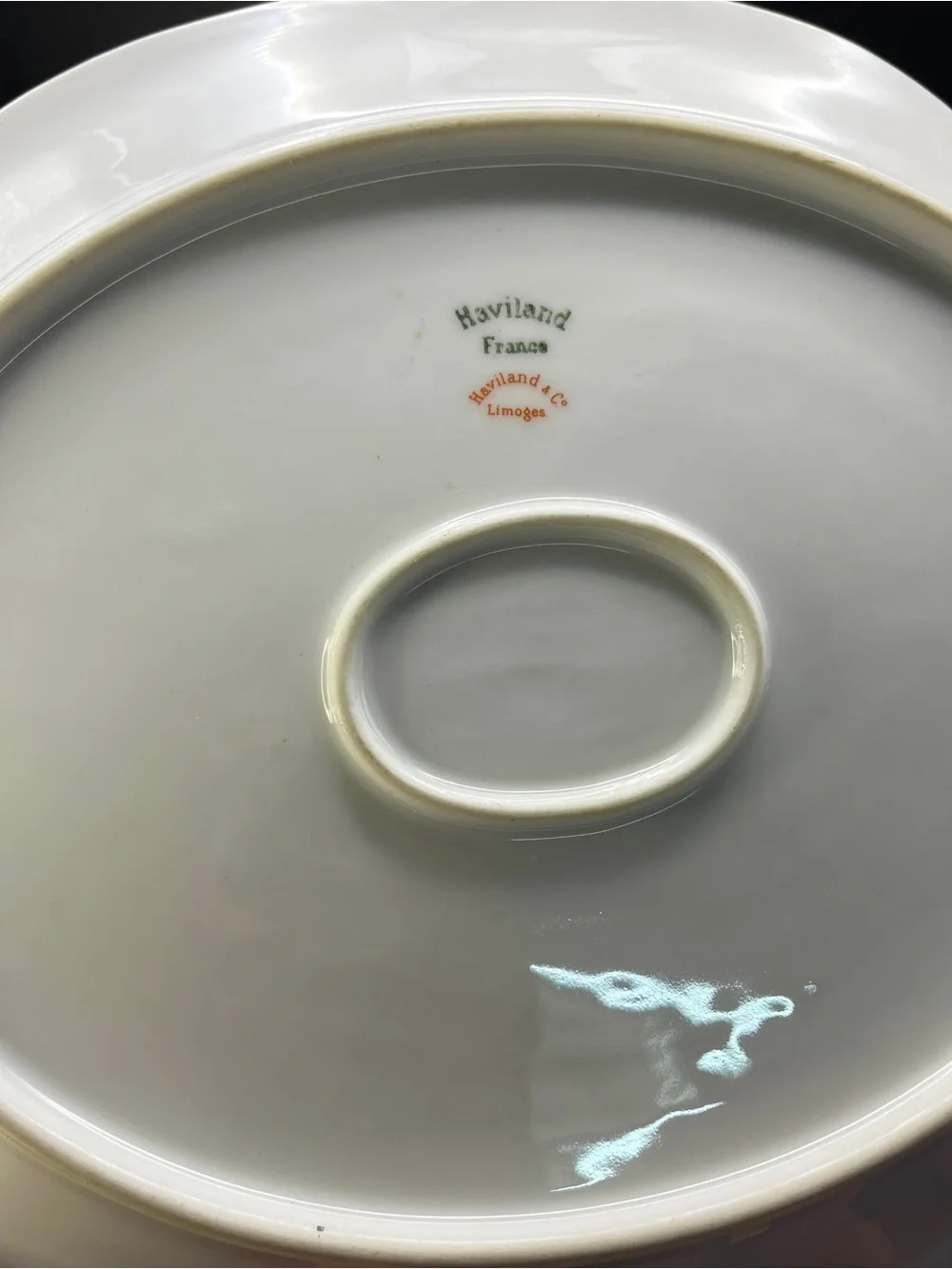 Antique Haviland Limoges France Oval Serving Platter Drop Green Rose Gold Trim